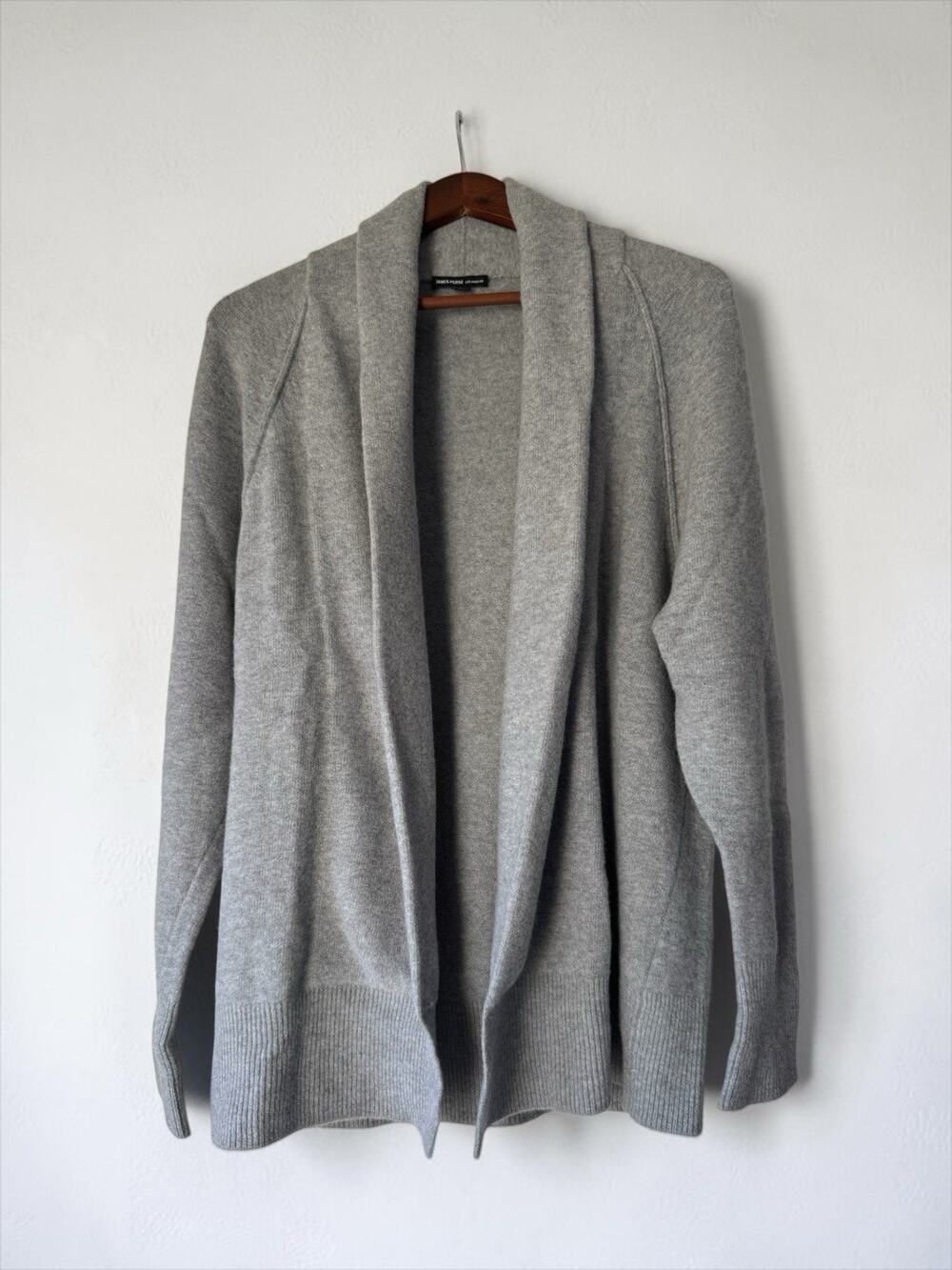 James Perse Women's Gray Open Front Cardigan Sweater Merino Wool Blend Size 2